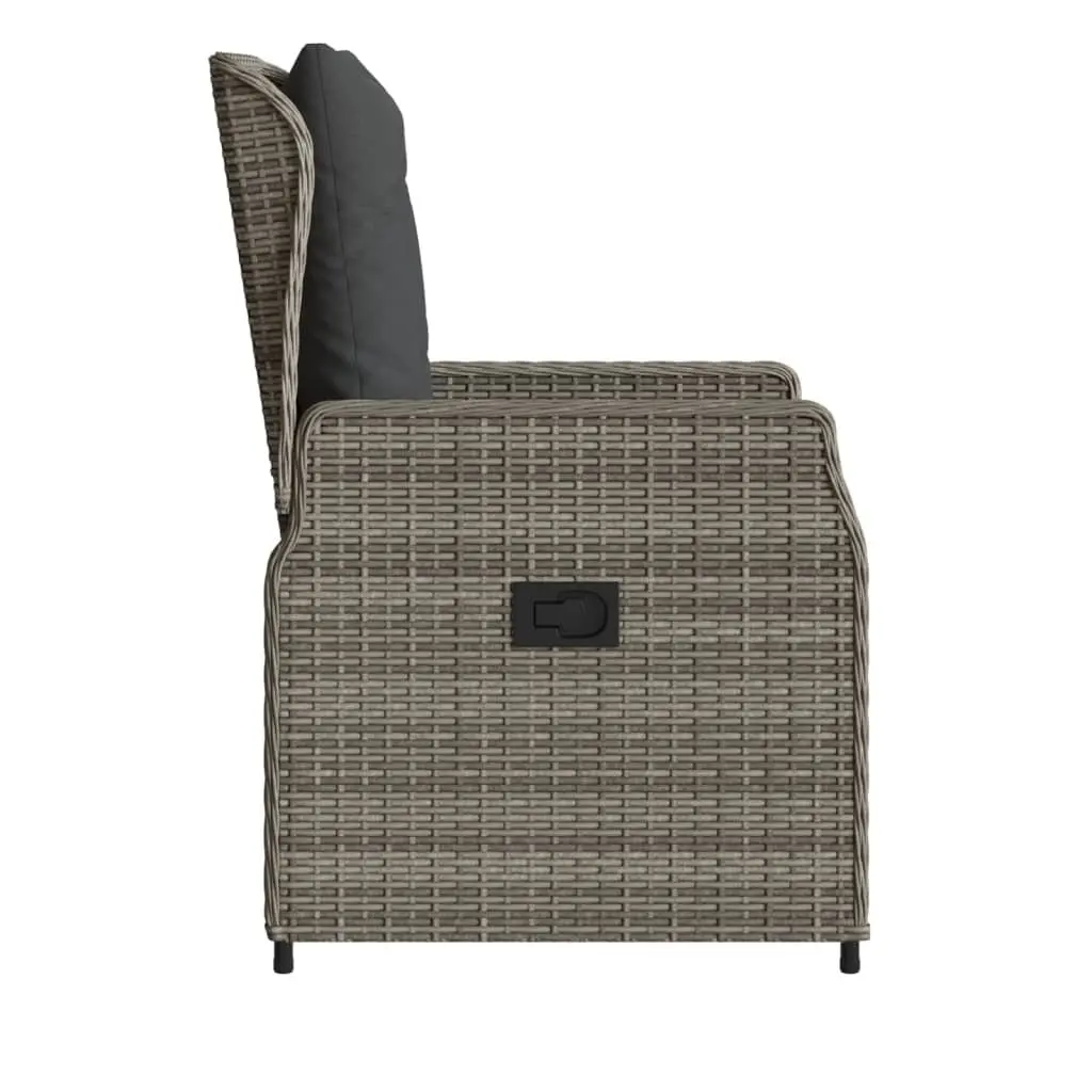 Reclining Garden Chairs for Outdoor Use 2 Piece Grey Poly Rattan