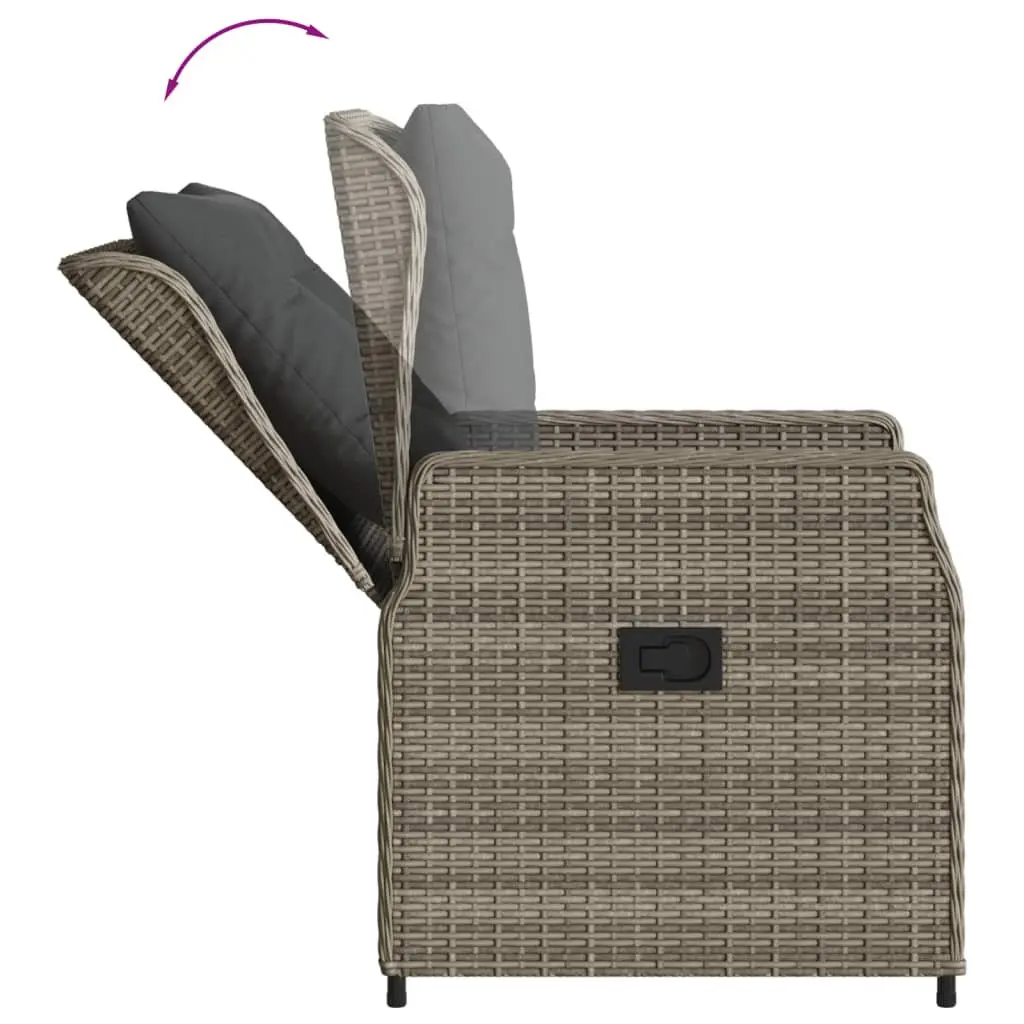 Reclining Garden Chairs for Outdoor Use 2 Piece Grey Poly Rattan