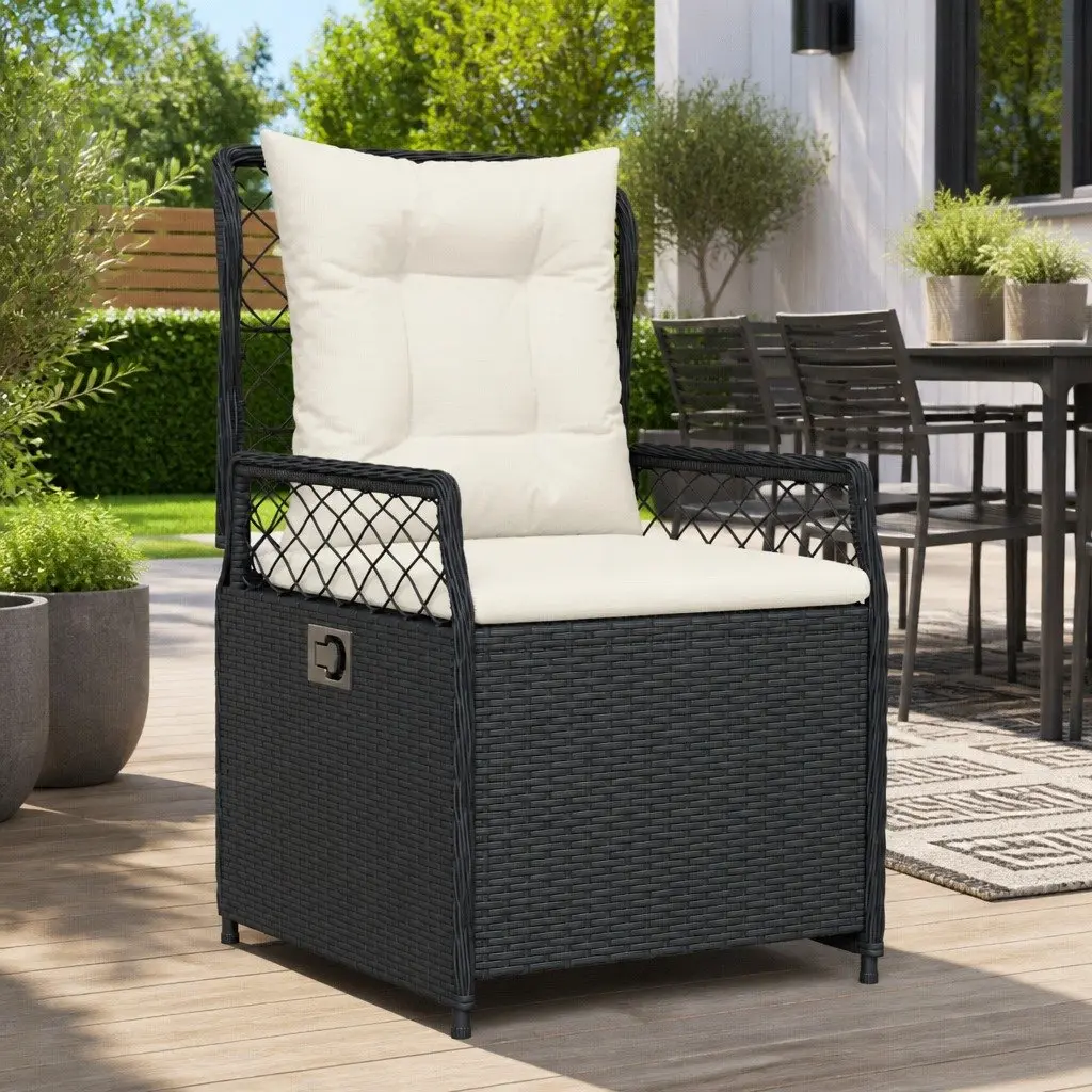 Reclining Outdoor Chairs Garden Patio Black 2 Piece