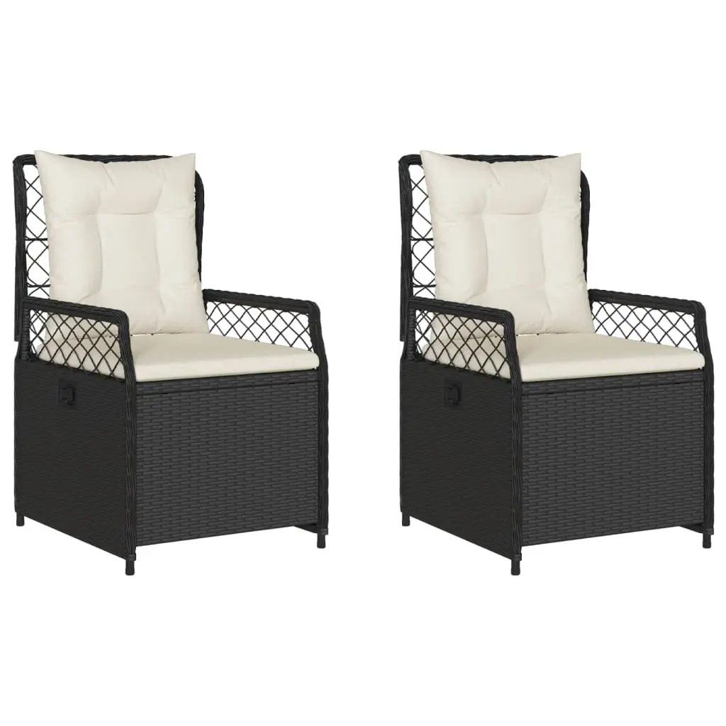 Reclining Outdoor Chairs Garden Patio Black 2 Piece