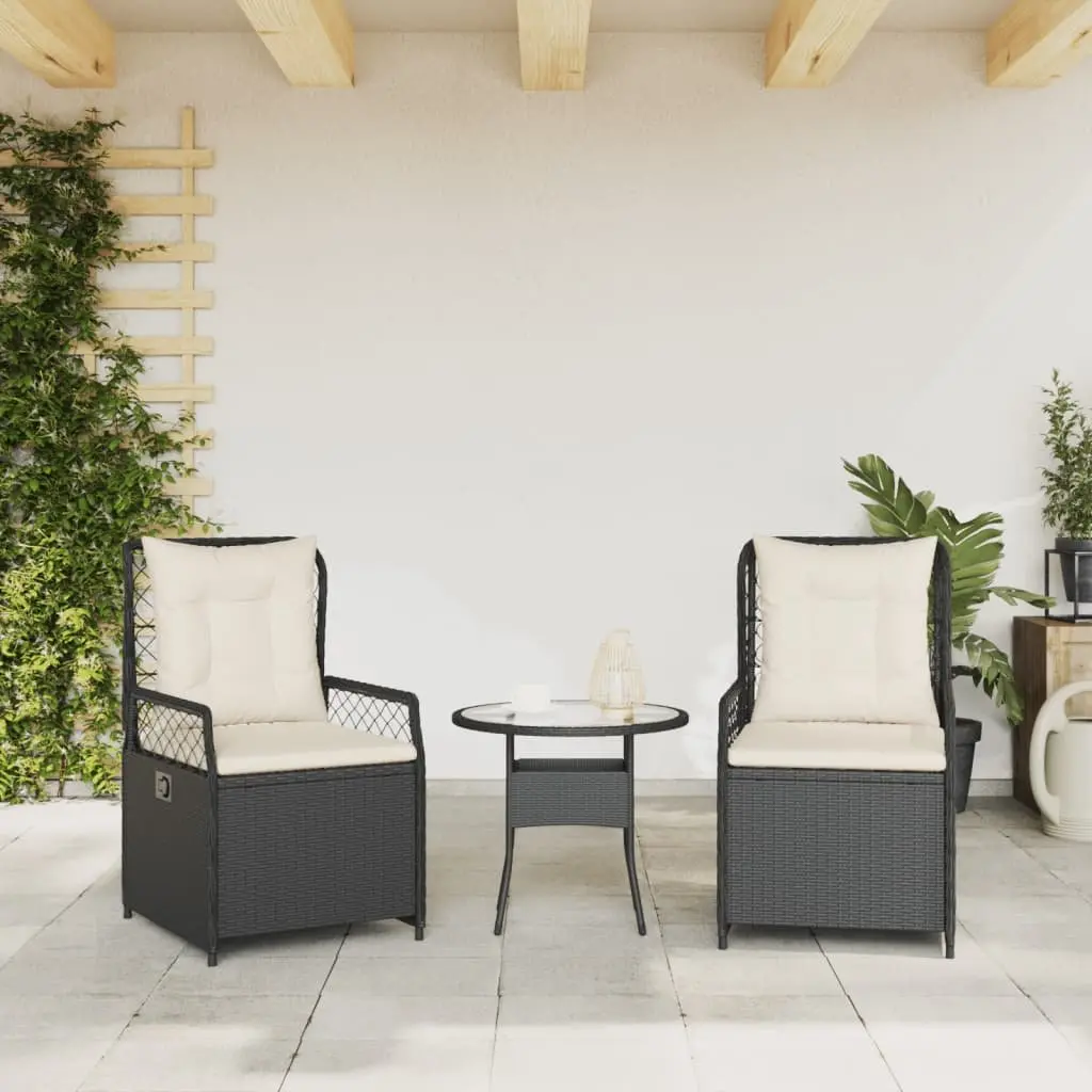 Reclining Outdoor Chairs Garden Patio Black 2 Piece