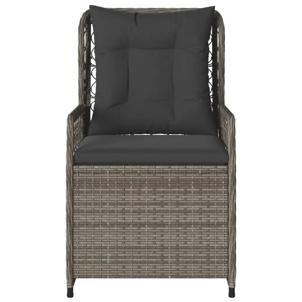 Adjustable Backrest Cushioned Garden Chairs 2 Piece Outdoor Grey PE Rattan