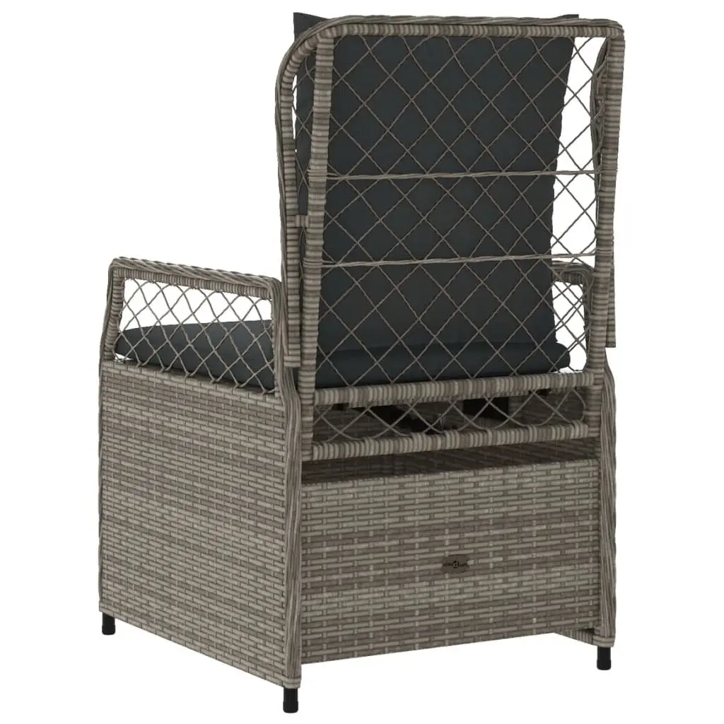 Adjustable Backrest Cushioned Garden Chairs 2 Piece Outdoor Grey PE Rattan