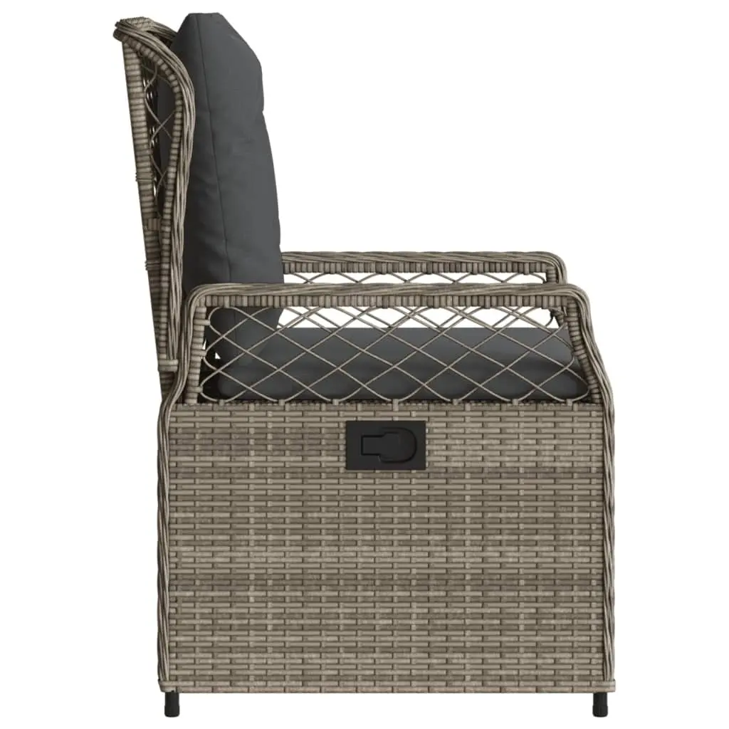 Adjustable Backrest Cushioned Garden Chairs 2 Piece Outdoor Grey PE Rattan