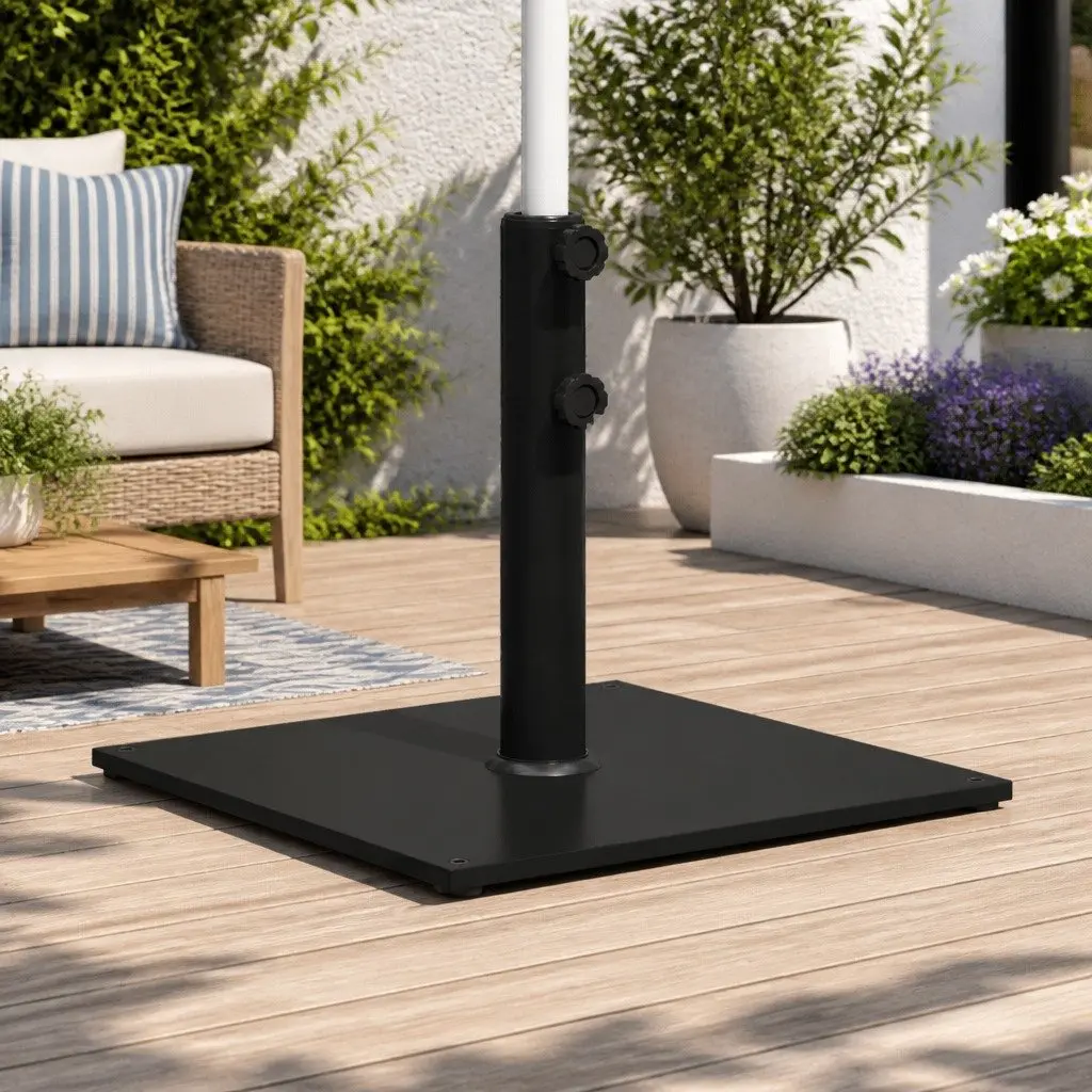 Square Parasol Base, 17kg Steel Construction with Adaptors