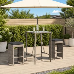 Outdoor Bar Stool Set: 2 Padded Stools with Cushions