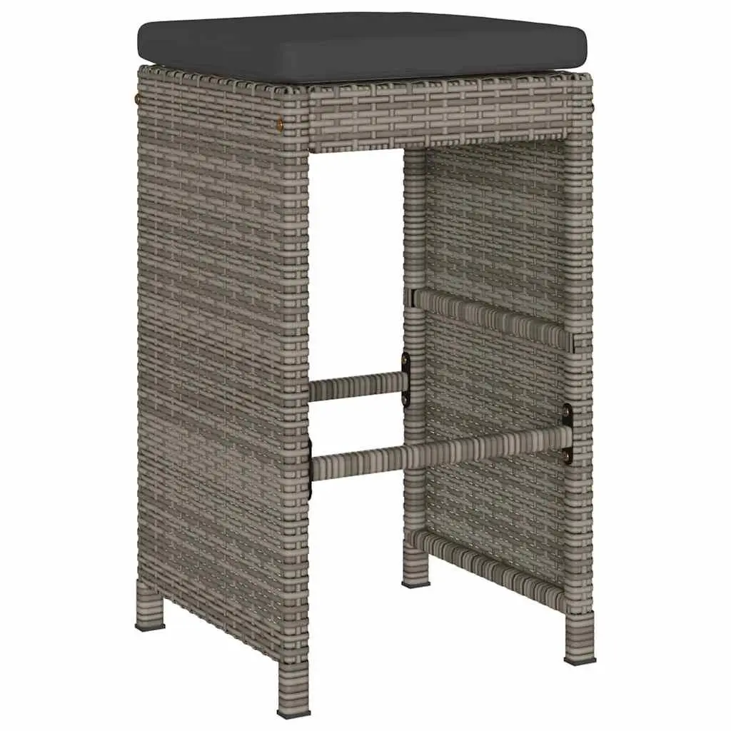 Grey Garden Bar Stools Set 2 Piece Outdoor Seating with Cushions