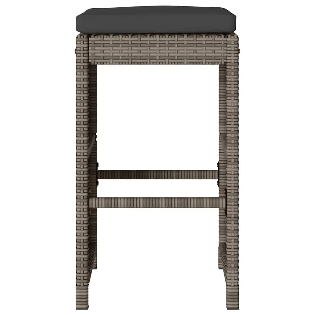 Grey Garden Bar Stools Set 2 Piece Outdoor Seating with Cushions