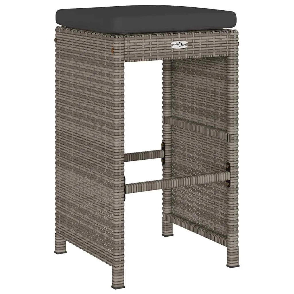 Grey Garden Bar Stools Set 2 Piece Outdoor Seating with Cushions