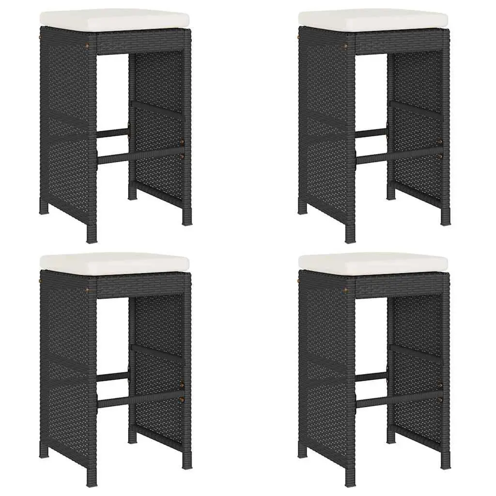 4-Piece Black Garden Bar Stool Set