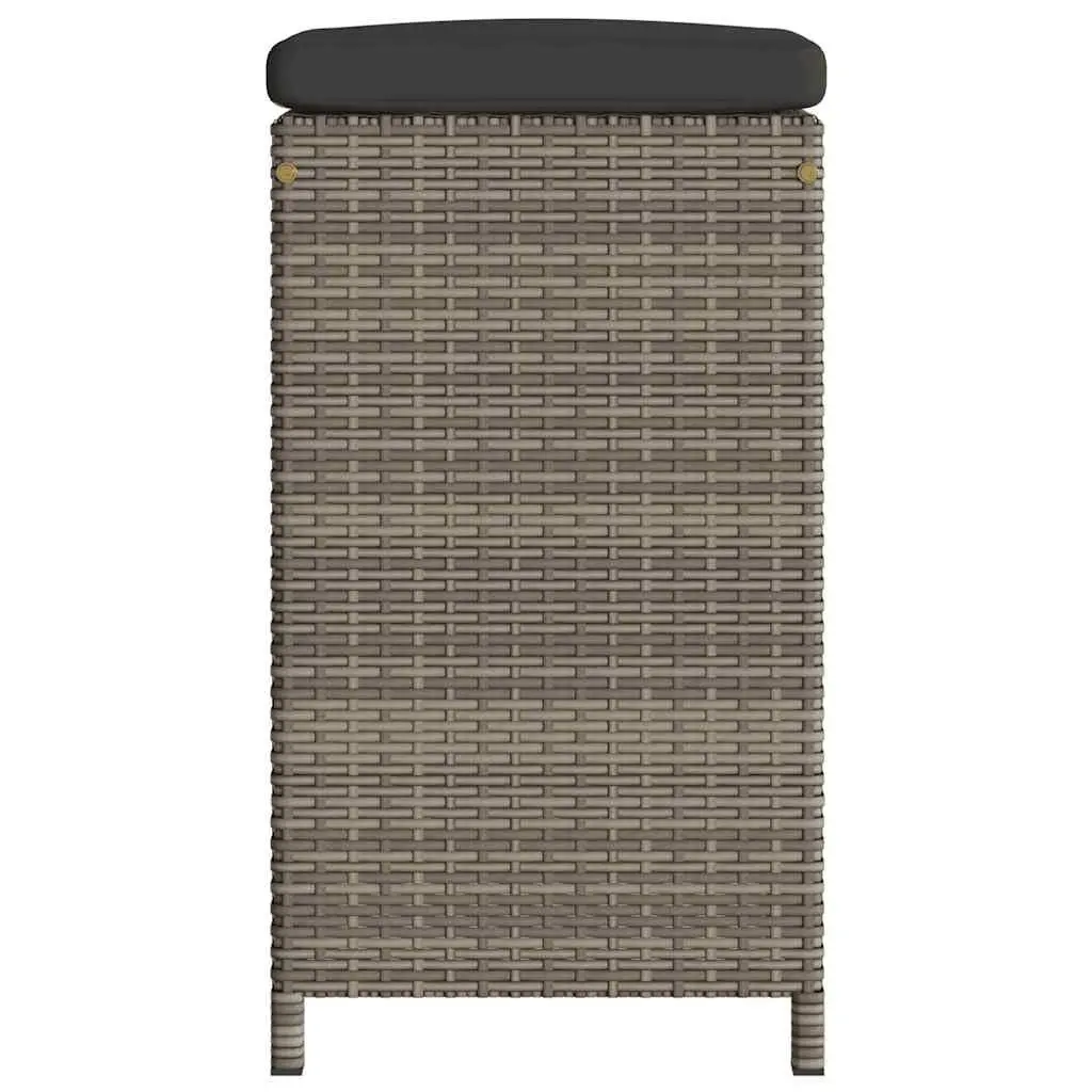 Garden Bar Stools Set 4 Piece Outdoor Seating Grey Poly Rattan with Cushions