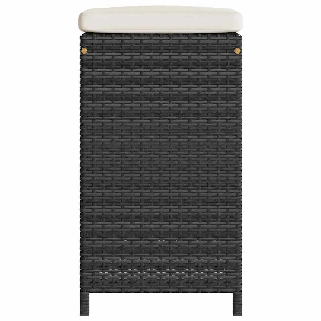 Outdoor Bar Stools Set of 6 Garden Seating with Cushions Black Rattan Chairs