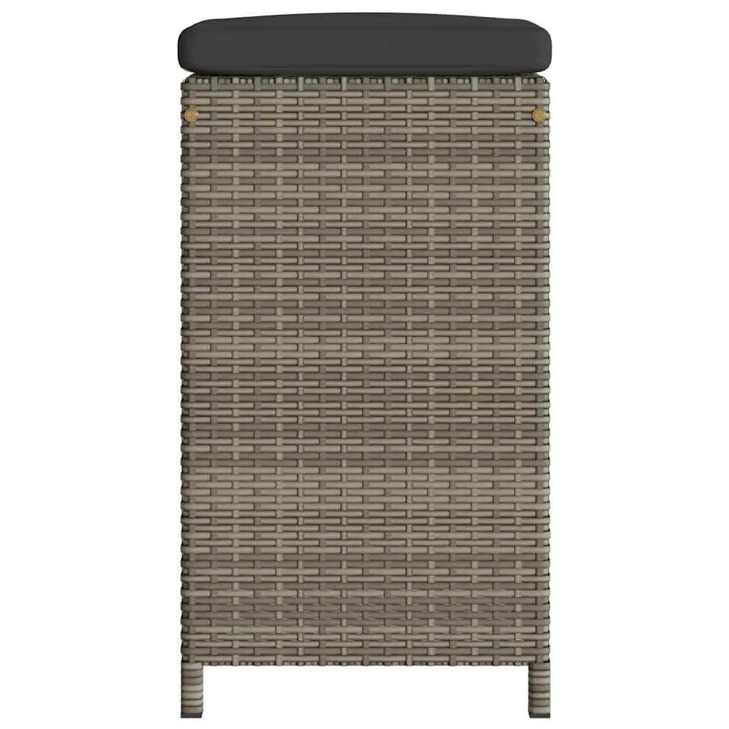 Outdoor Bar Stools Set 6 Piece Garden Seating Cushioned Chairs Poly Rattan Grey