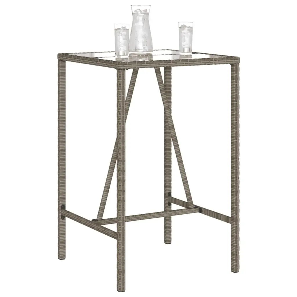 Outdoor Bar Table Grey 70x70x110 cm Poly Rattan Patio Garden Furniture