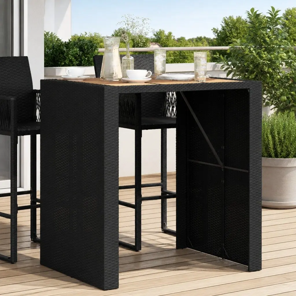 Garden Bar Table Outdoor Use Black Acacia Wood Top 105x80x110cm