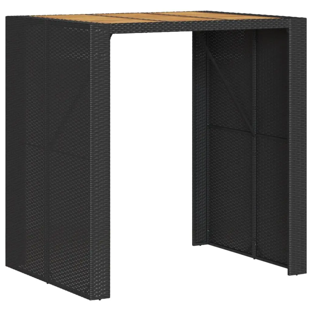 Garden Bar Table Outdoor Use Black Acacia Wood Top 105x80x110cm