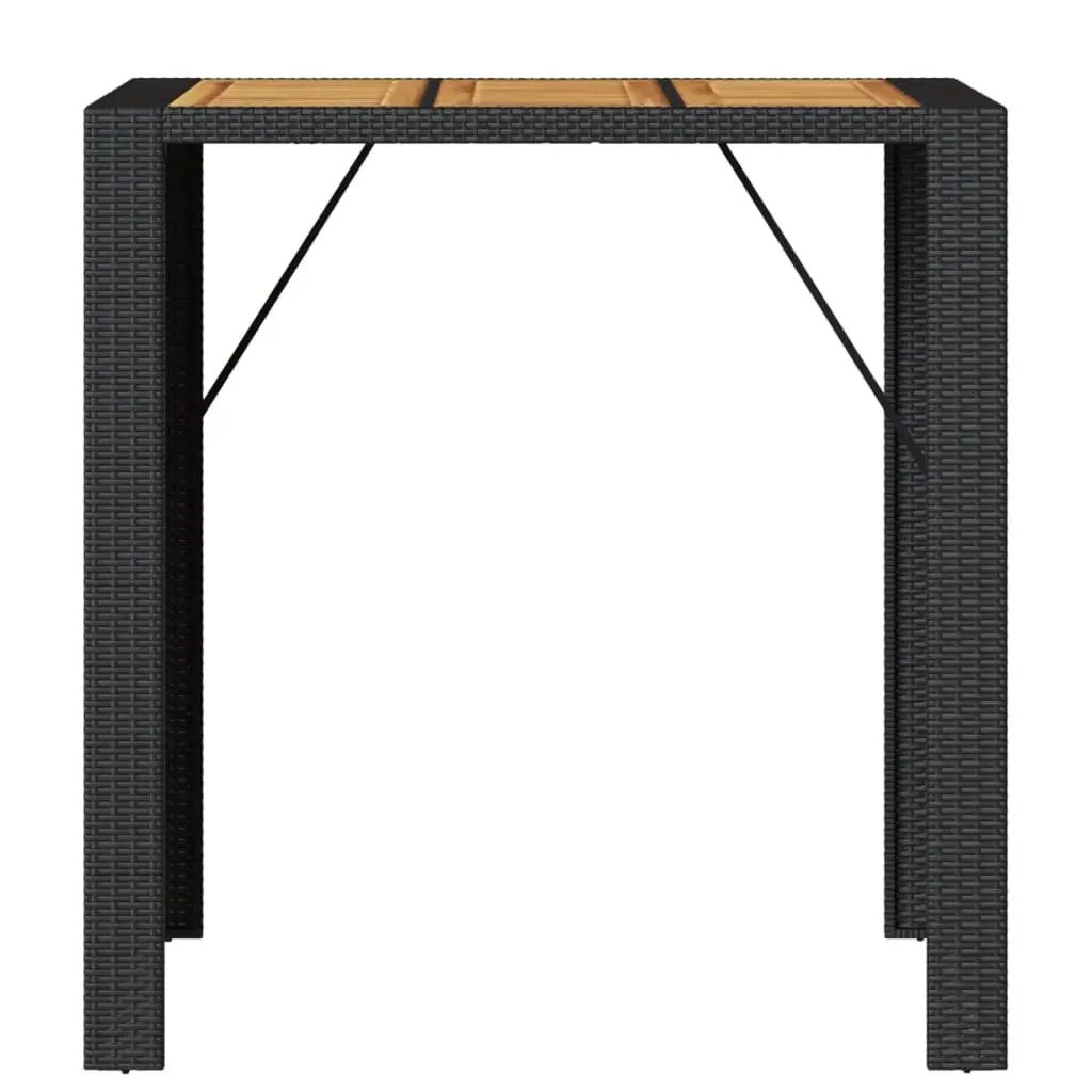 Garden Bar Table Outdoor Use Black Acacia Wood Top 105x80x110cm