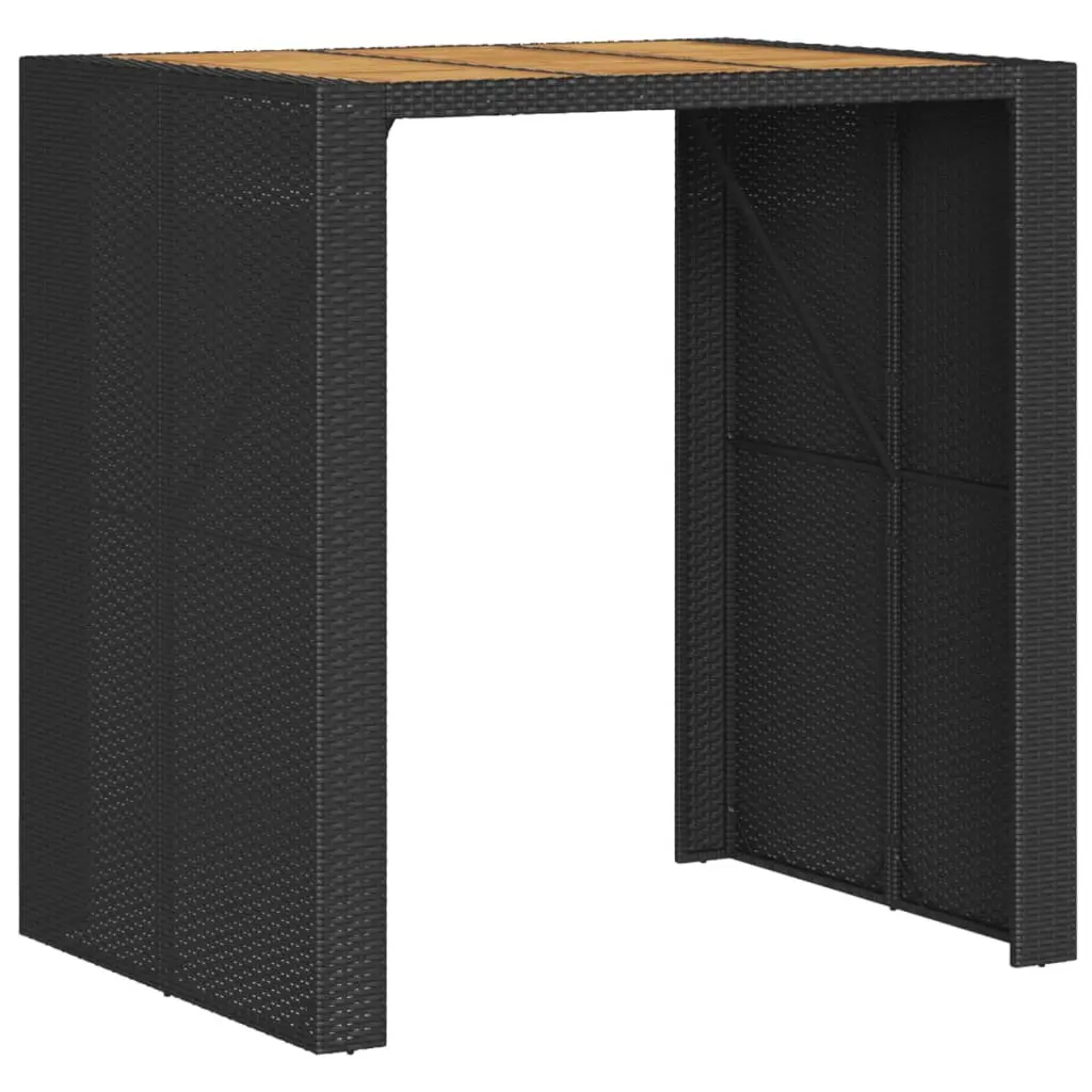 Garden Bar Table Outdoor Use Black Acacia Wood Top 105x80x110cm