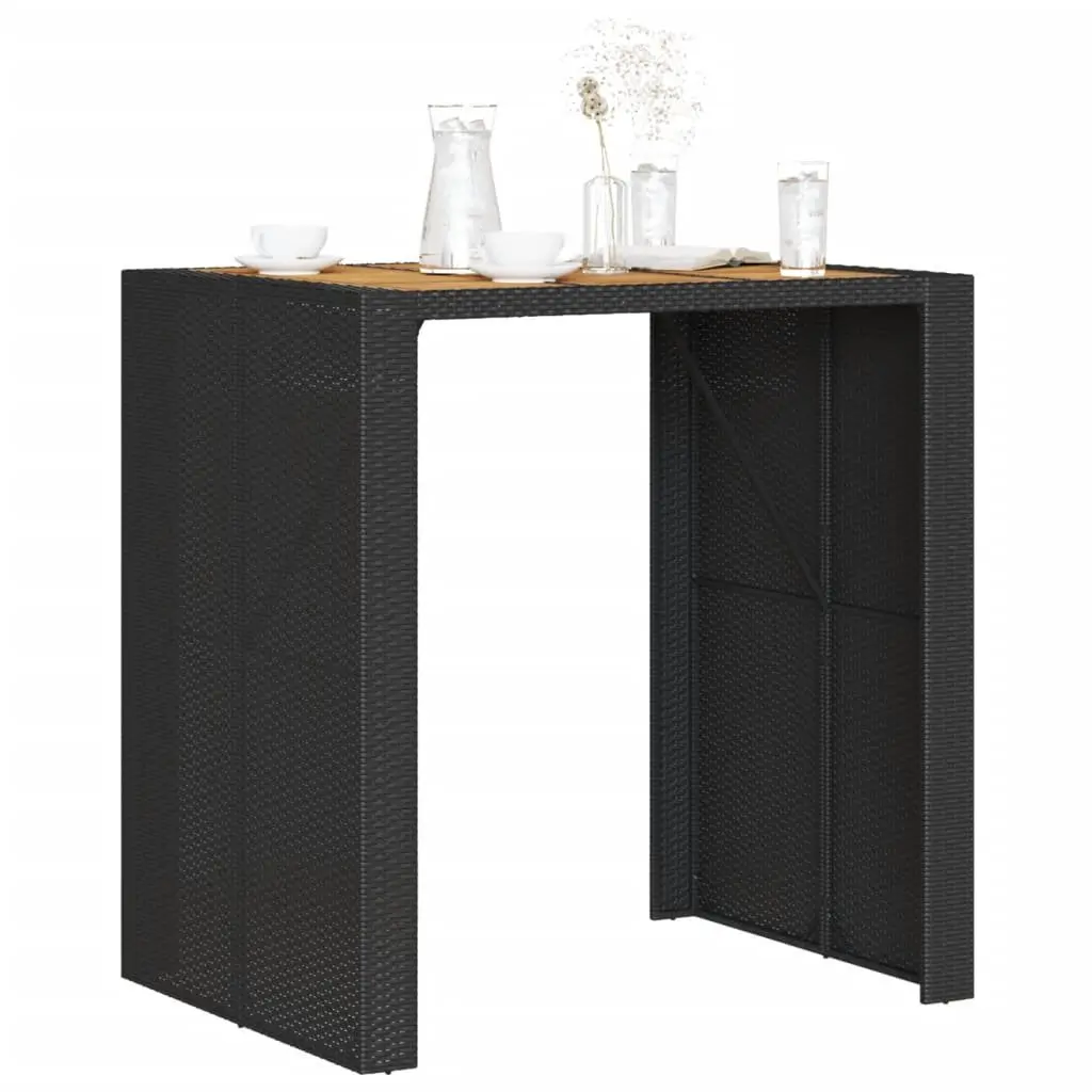 Garden Bar Table Outdoor Use Black Acacia Wood Top 105x80x110cm