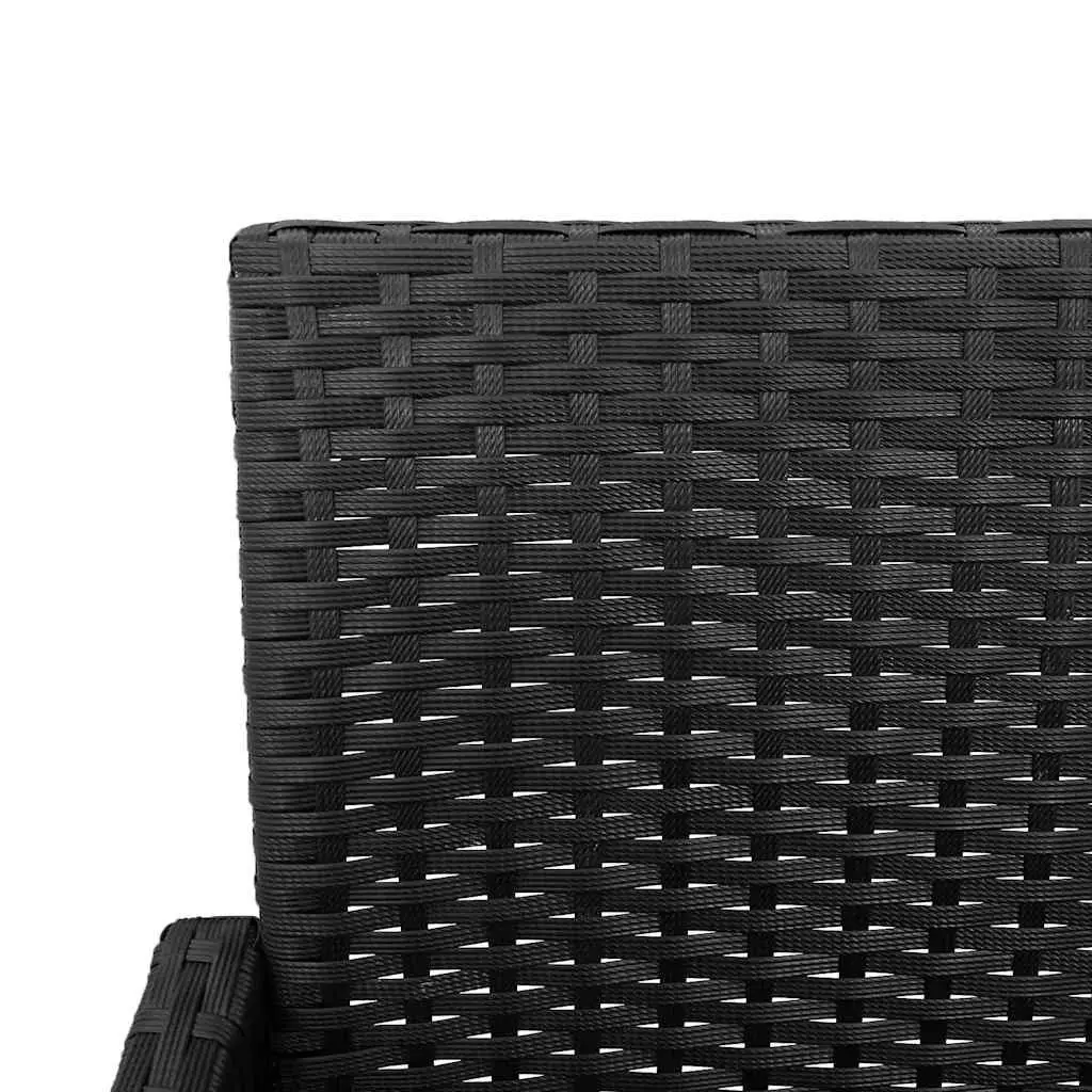 Outdoor Bar Stools Set of 2 Garden Seating Poly Rattan Black Armrest Backrest