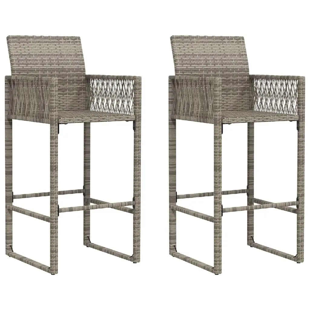 Outdoor Bar Stools Set 2 Piece Patio Garden Seating Grey