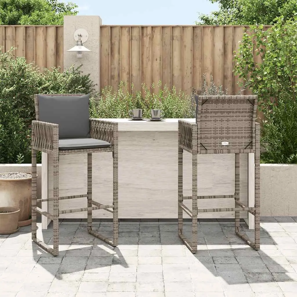 Outdoor Bar Stools Set 2 Piece Patio Garden Seating Grey