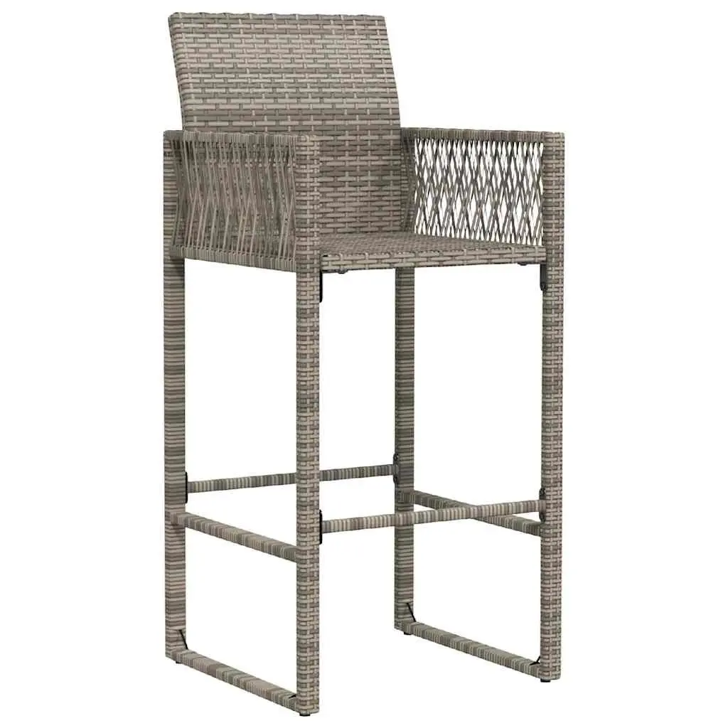 Outdoor Bar Stools Set 2 Piece Patio Garden Seating Grey