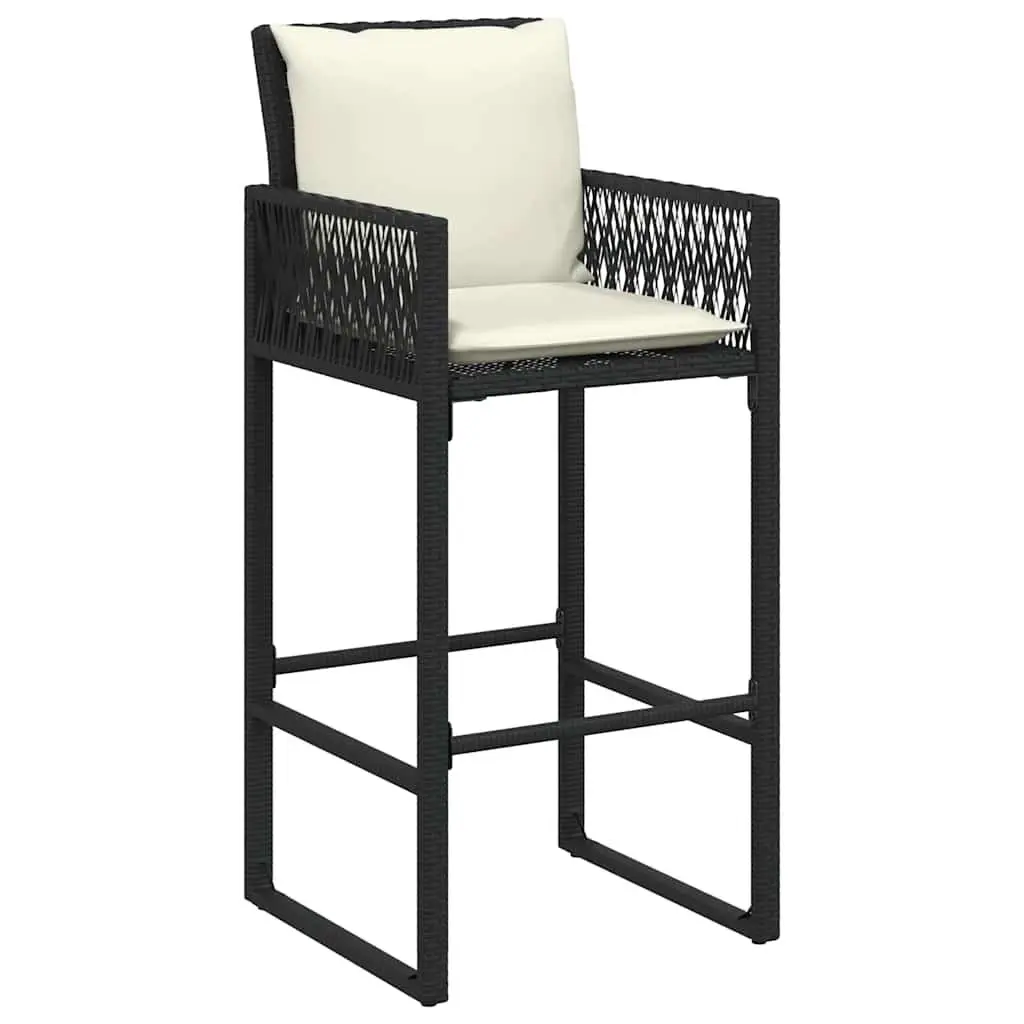 Outdoor Bar Stools Set 2 pcs Garden Seating with Cushions Armrests Backrest