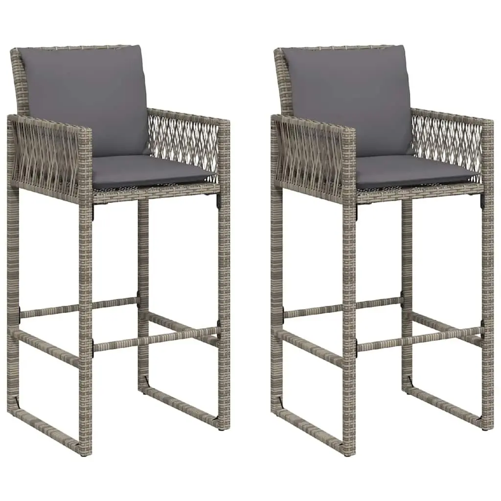 Grey Outdoor Bar Stools with Cushions