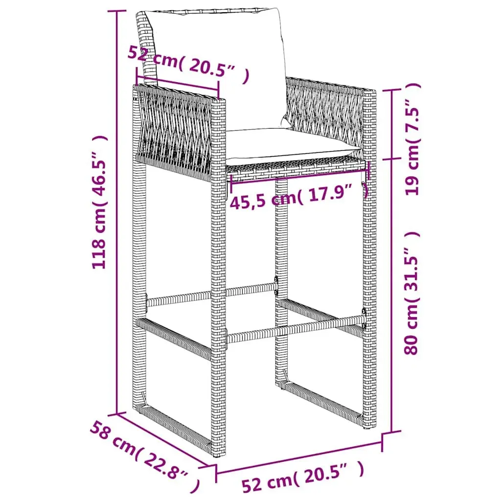 Grey Outdoor Bar Stools with Cushions