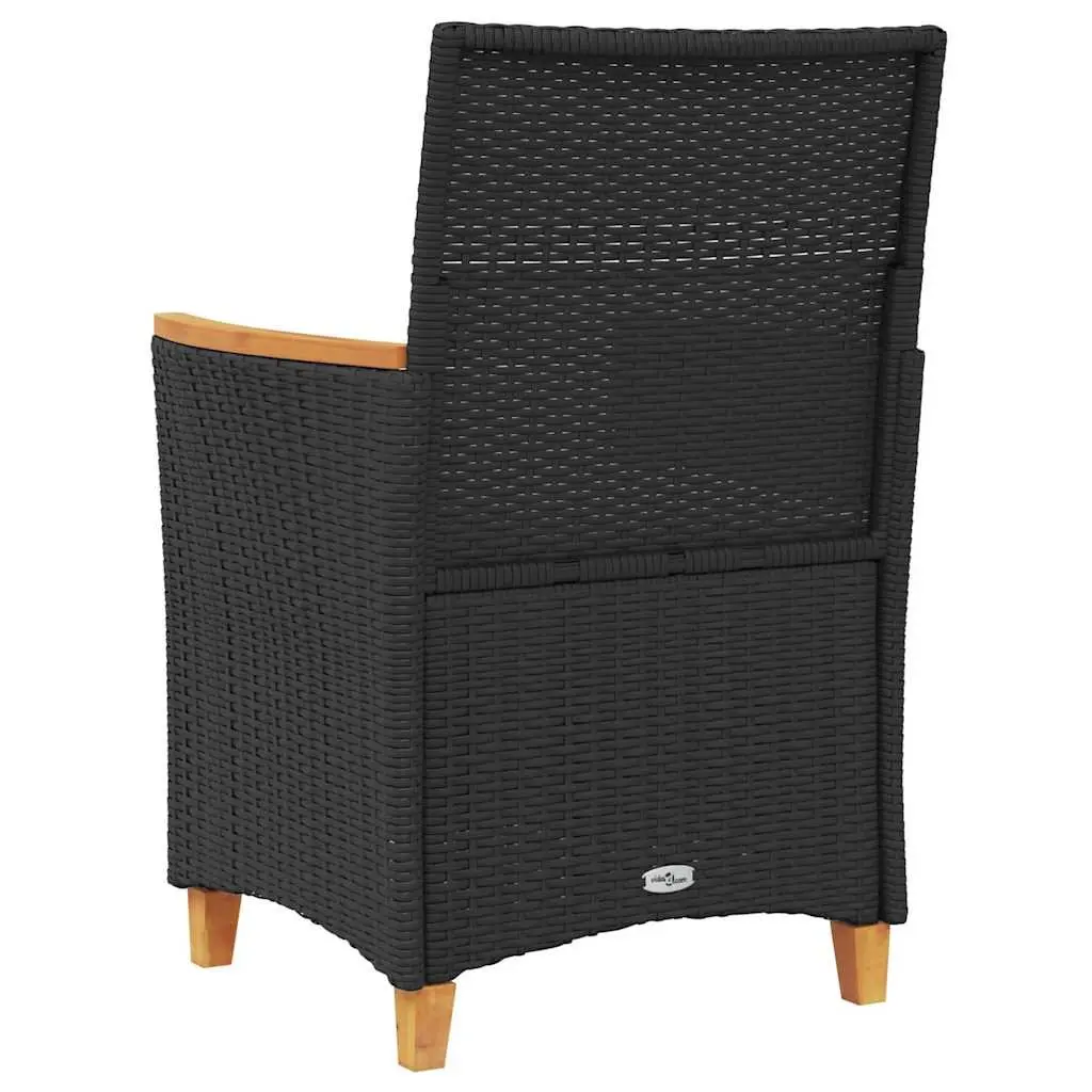 Outdoor Garden Chairs Set of 2 Black Rattan Style with Cushions