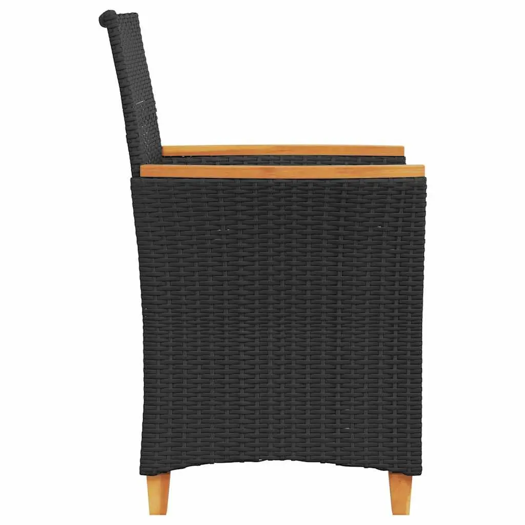 Outdoor Garden Chairs Set of 2 Black Rattan Style with Cushions