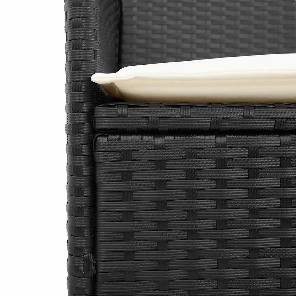 Outdoor Garden Chairs Set of 2 Black Rattan Style with Cushions