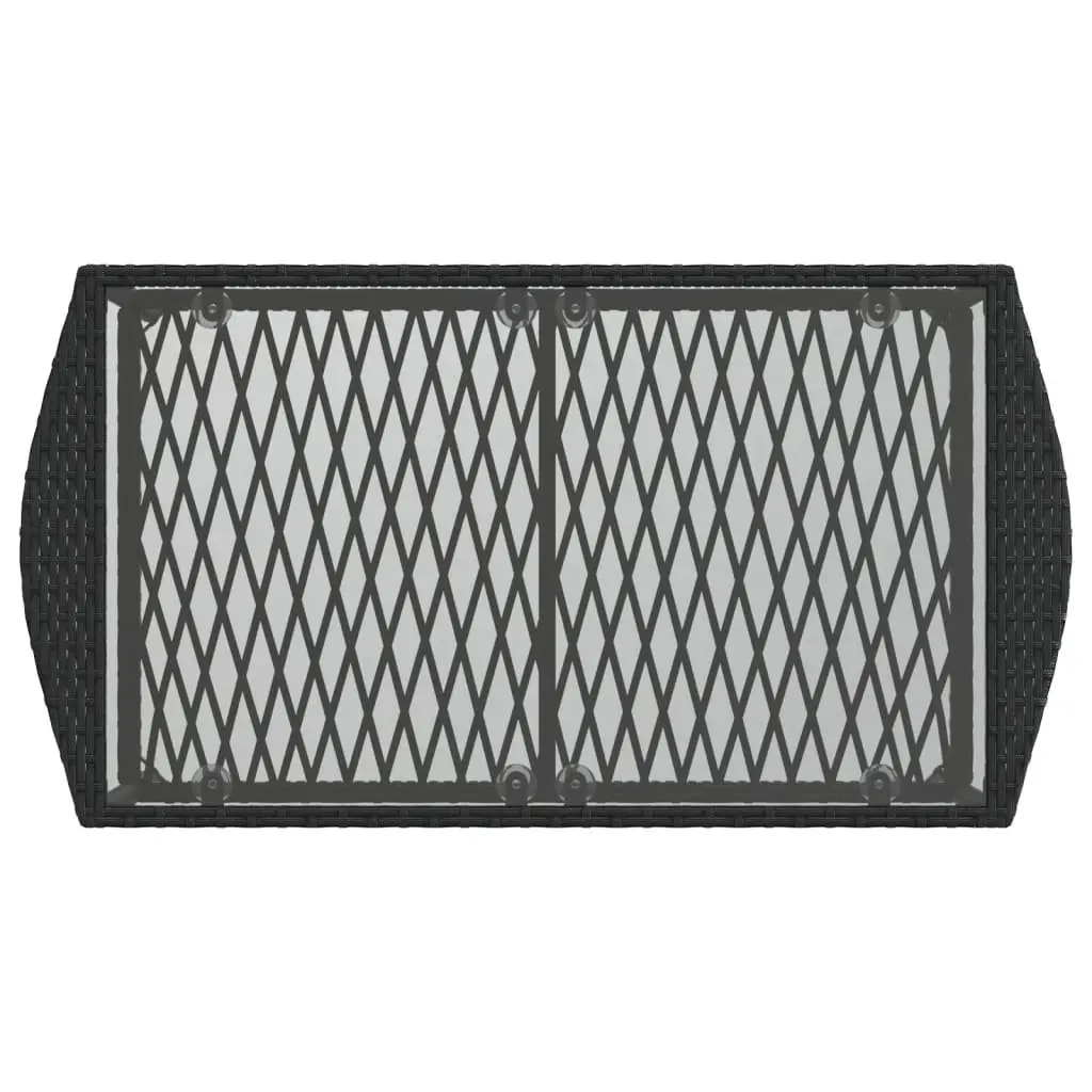 4 Piece Outdoor Garden Sofa Set for Patio Black Poly Rattan with Cushions and Glass Table Top