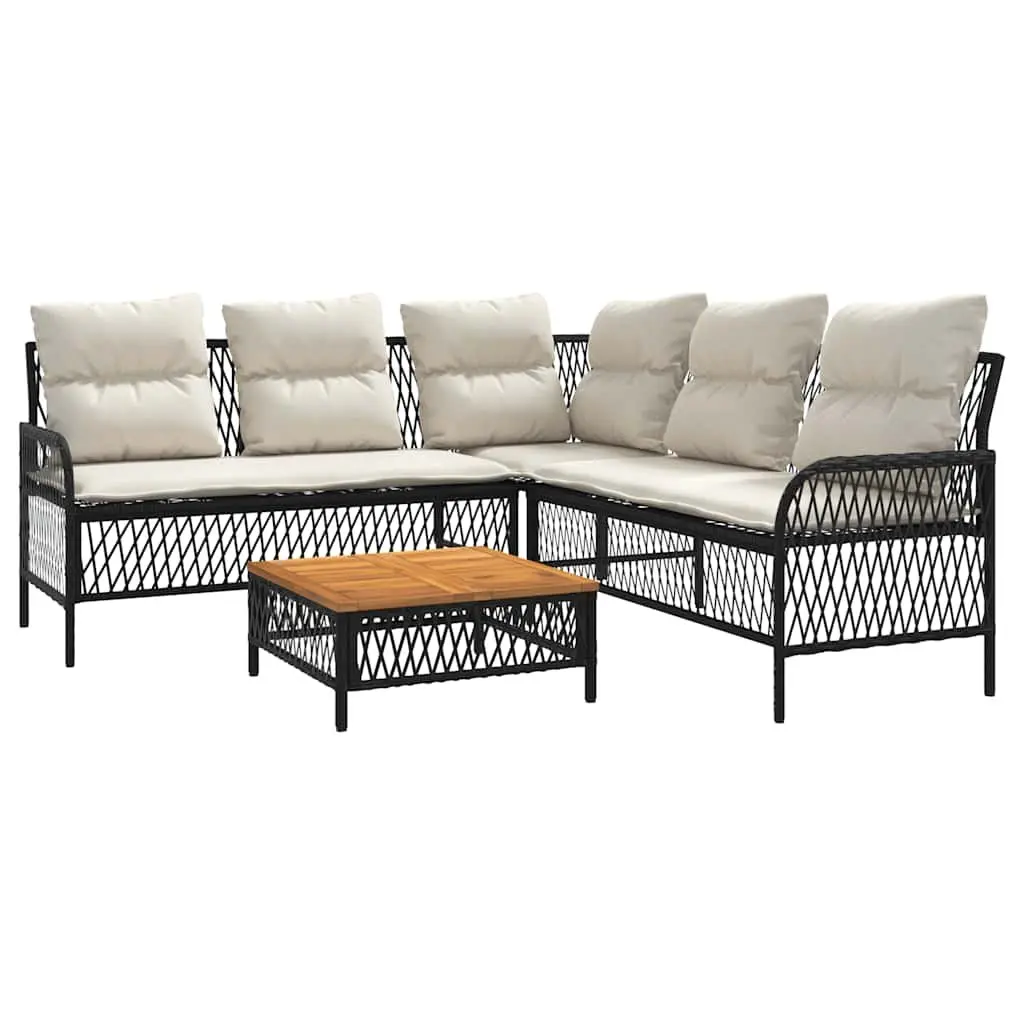 2 Piece Garden Sofa Set for Outdoor Patio Black