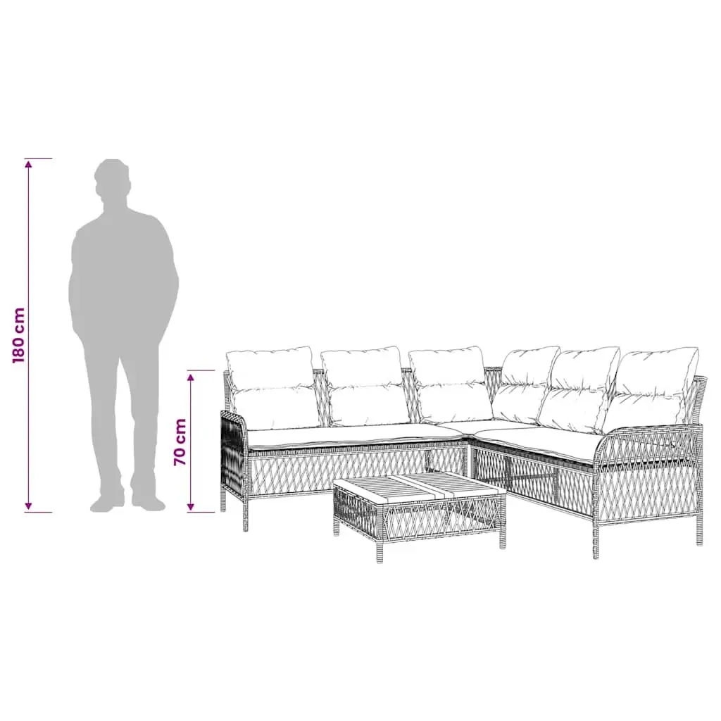 2 Piece Garden Sofa Set for Outdoor Patio Black
