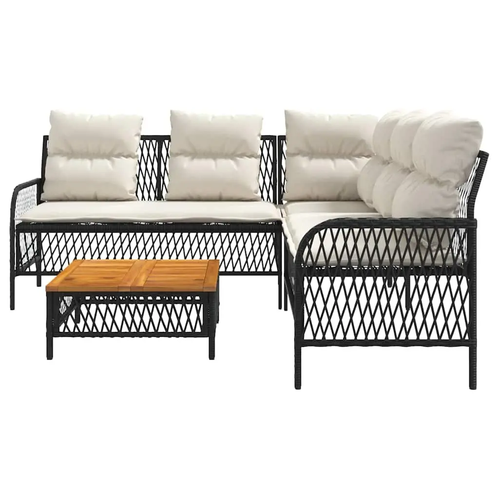 2 Piece Garden Sofa Set for Outdoor Patio Black