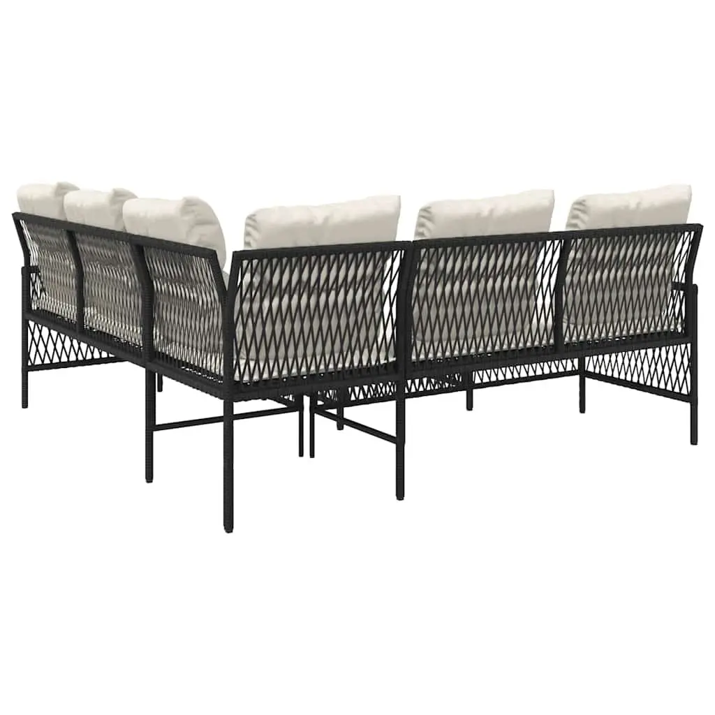 2 Piece Garden Sofa Set for Outdoor Patio Black