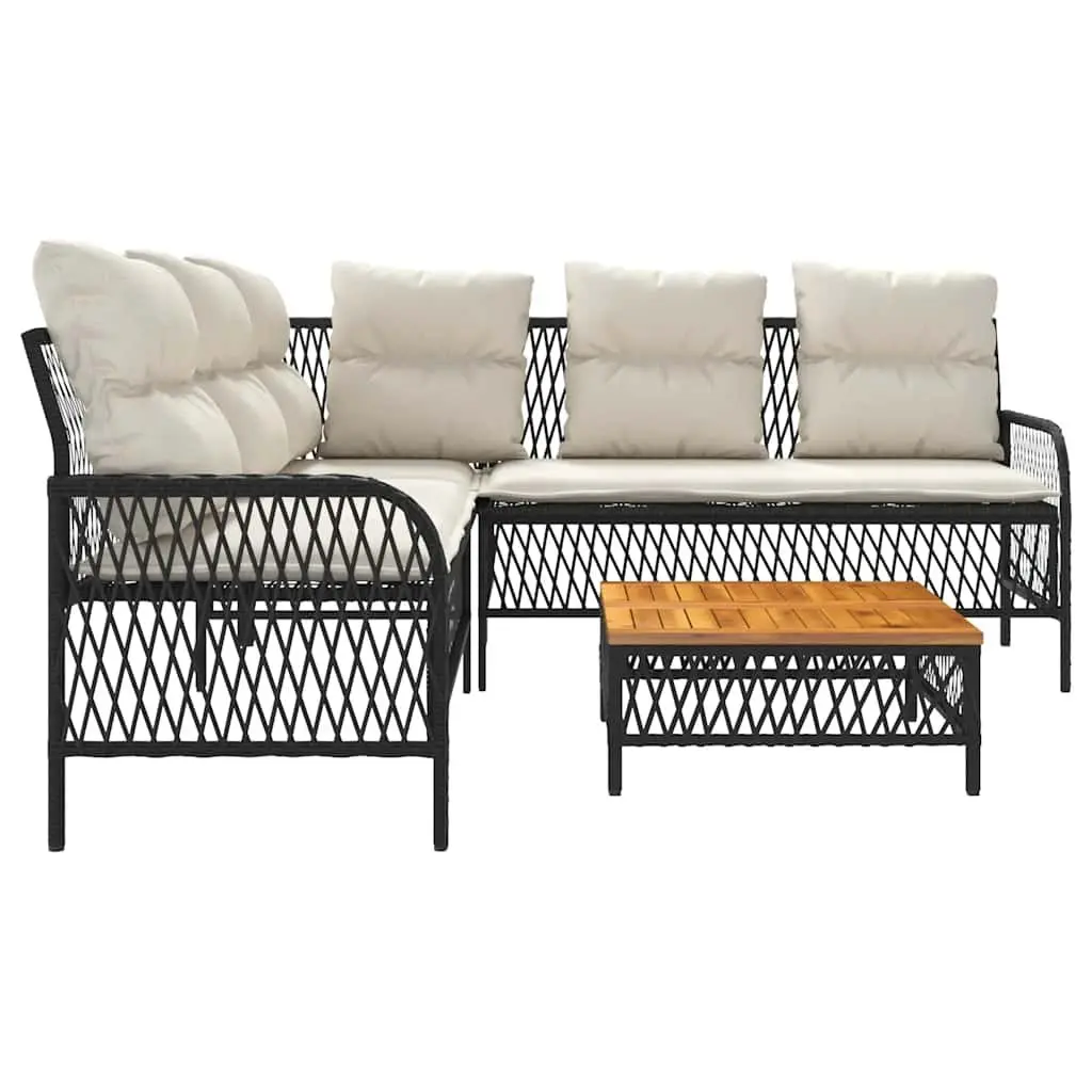 2 Piece Garden Sofa Set for Outdoor Patio Black