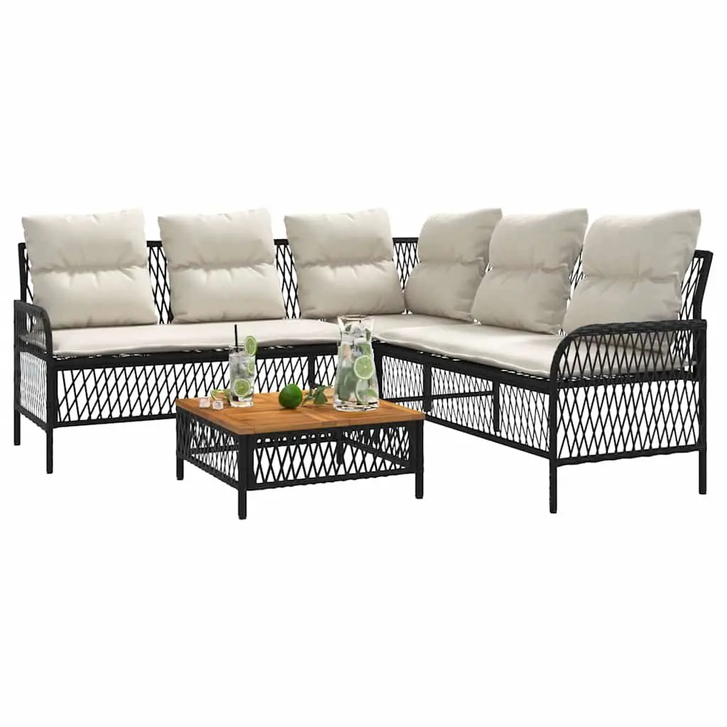 2 Piece Garden Sofa Set for Outdoor Patio Black