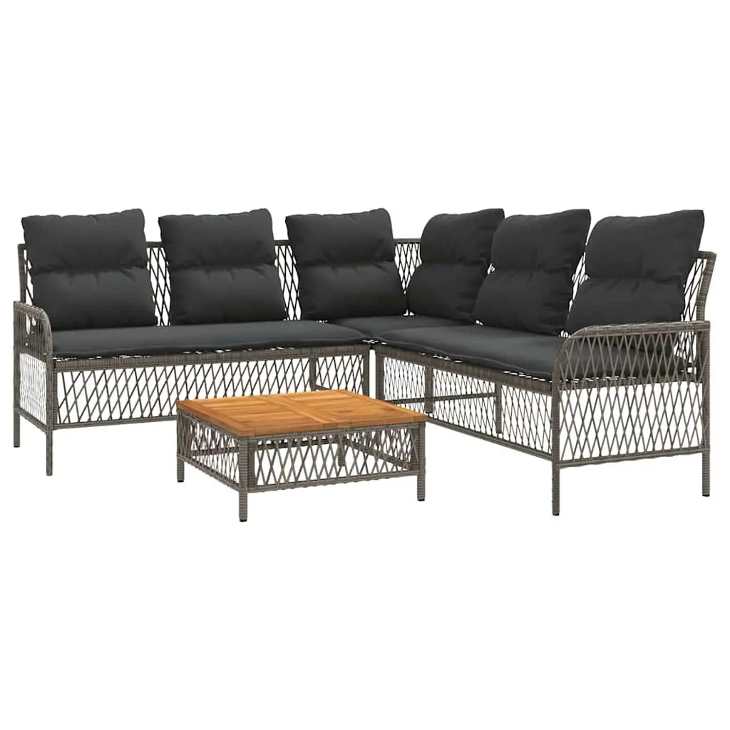 Garden Sofa Set for Patio 2 Piece Grey Poly Rattan with Cushions