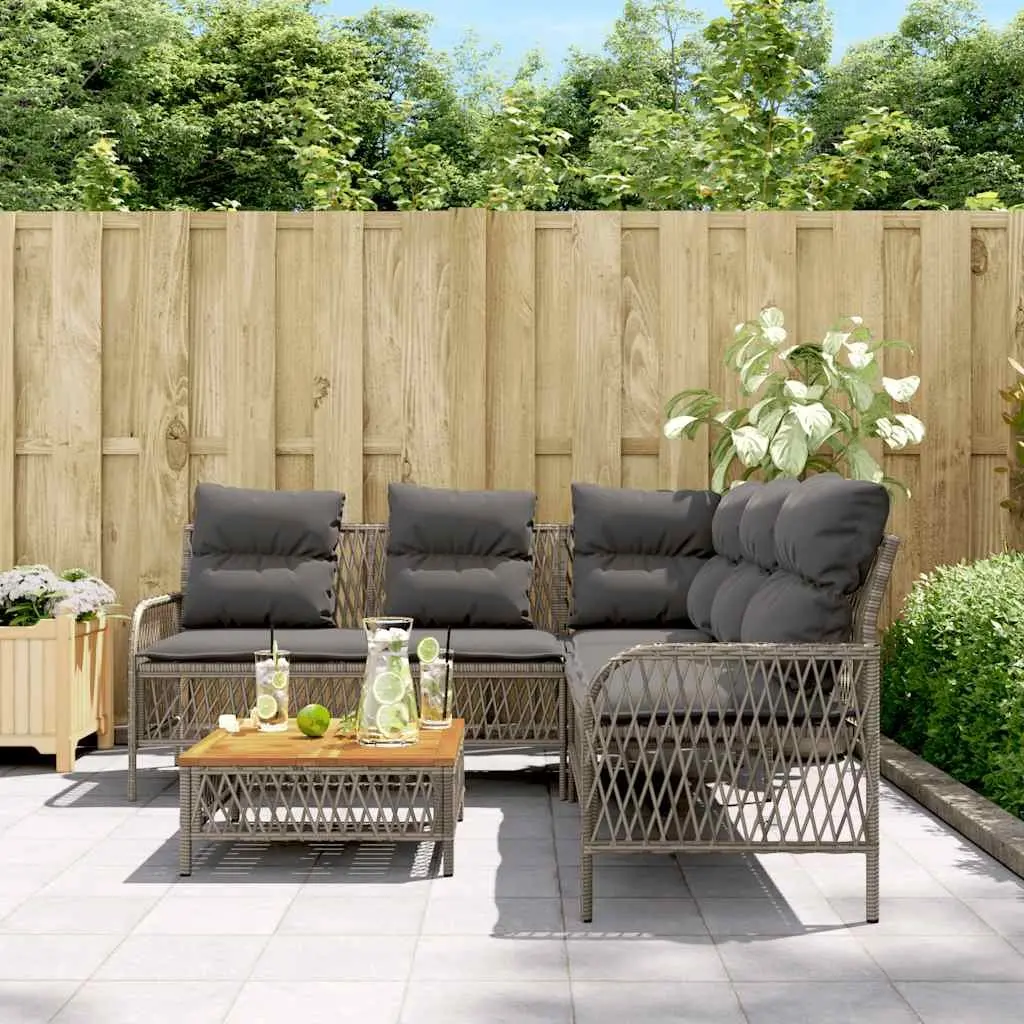 Garden Sofa Set for Patio 2 Piece Grey Poly Rattan with Cushions