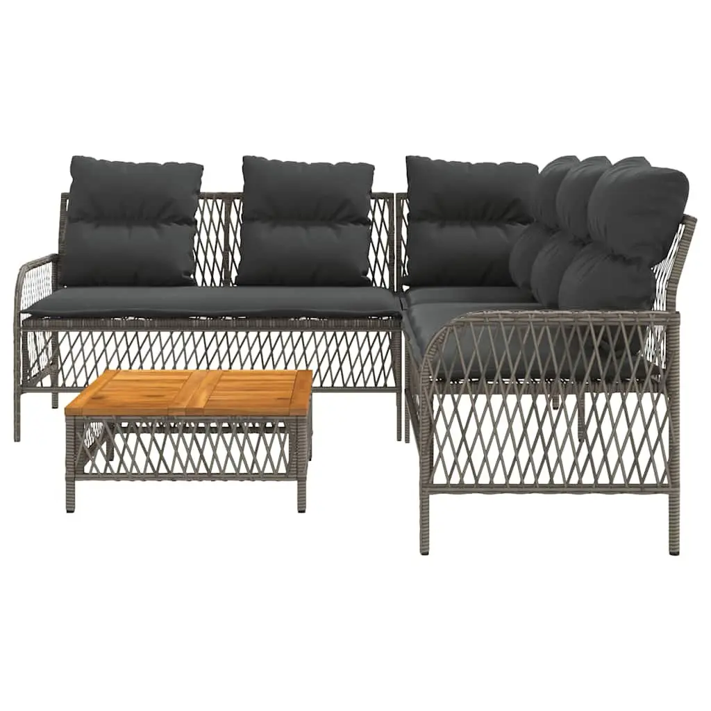 Garden Sofa Set for Patio 2 Piece Grey Poly Rattan with Cushions