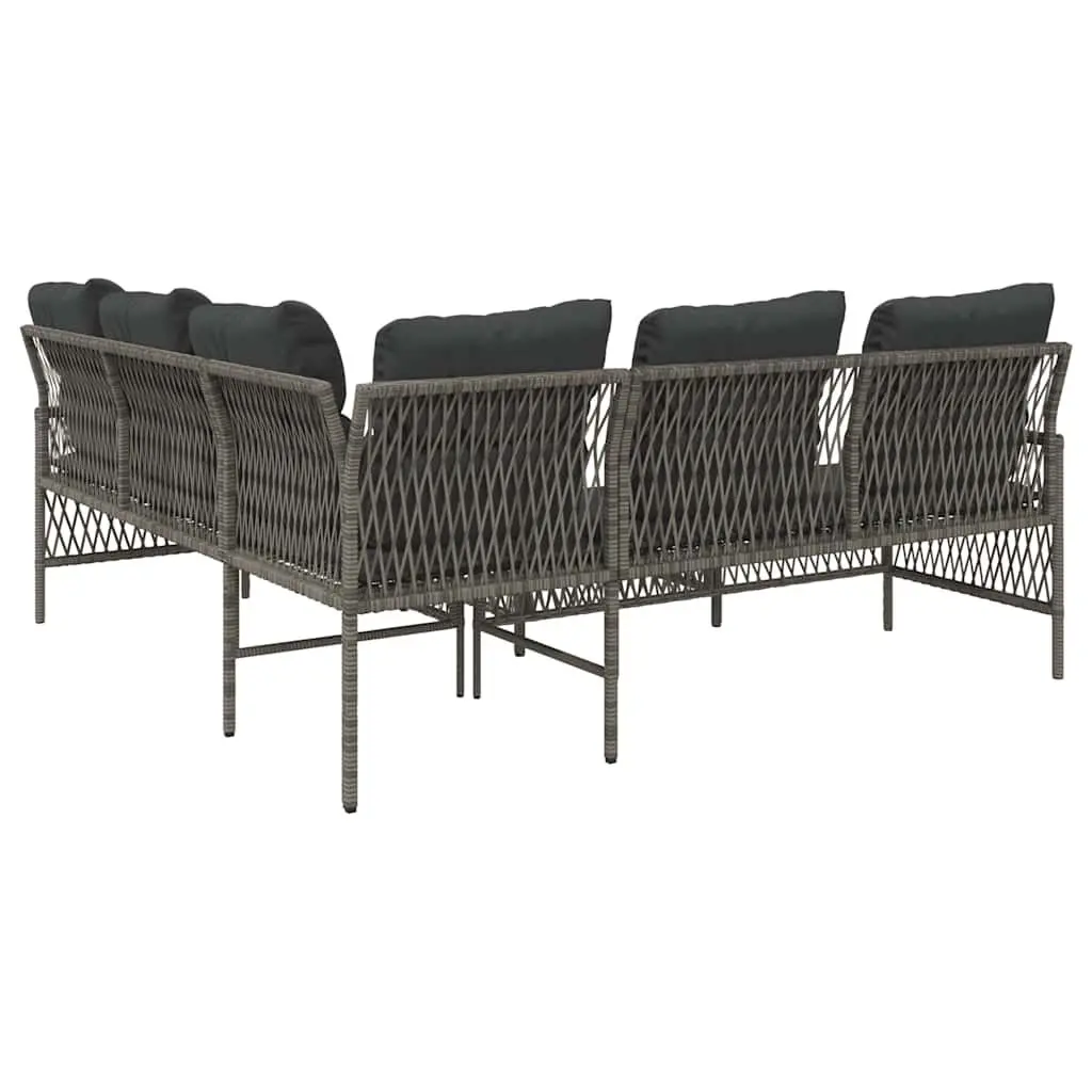 Garden Sofa Set for Patio 2 Piece Grey Poly Rattan with Cushions