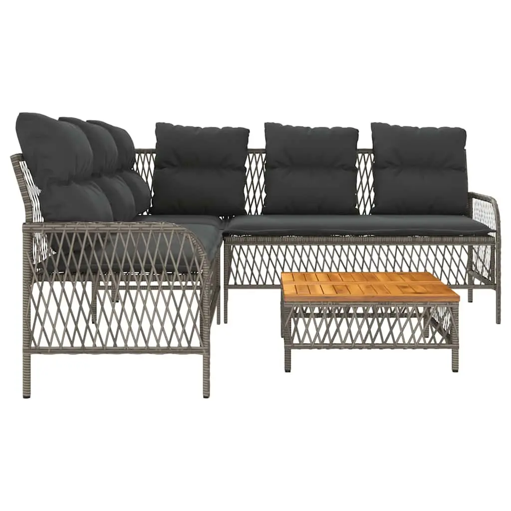 Garden Sofa Set for Patio 2 Piece Grey Poly Rattan with Cushions