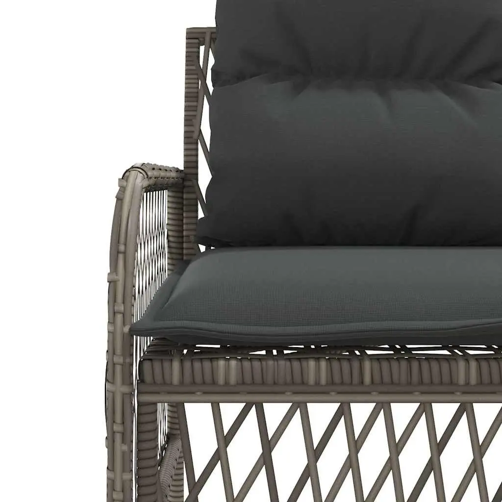 Garden Sofa Set for Patio 2 Piece Grey Poly Rattan with Cushions