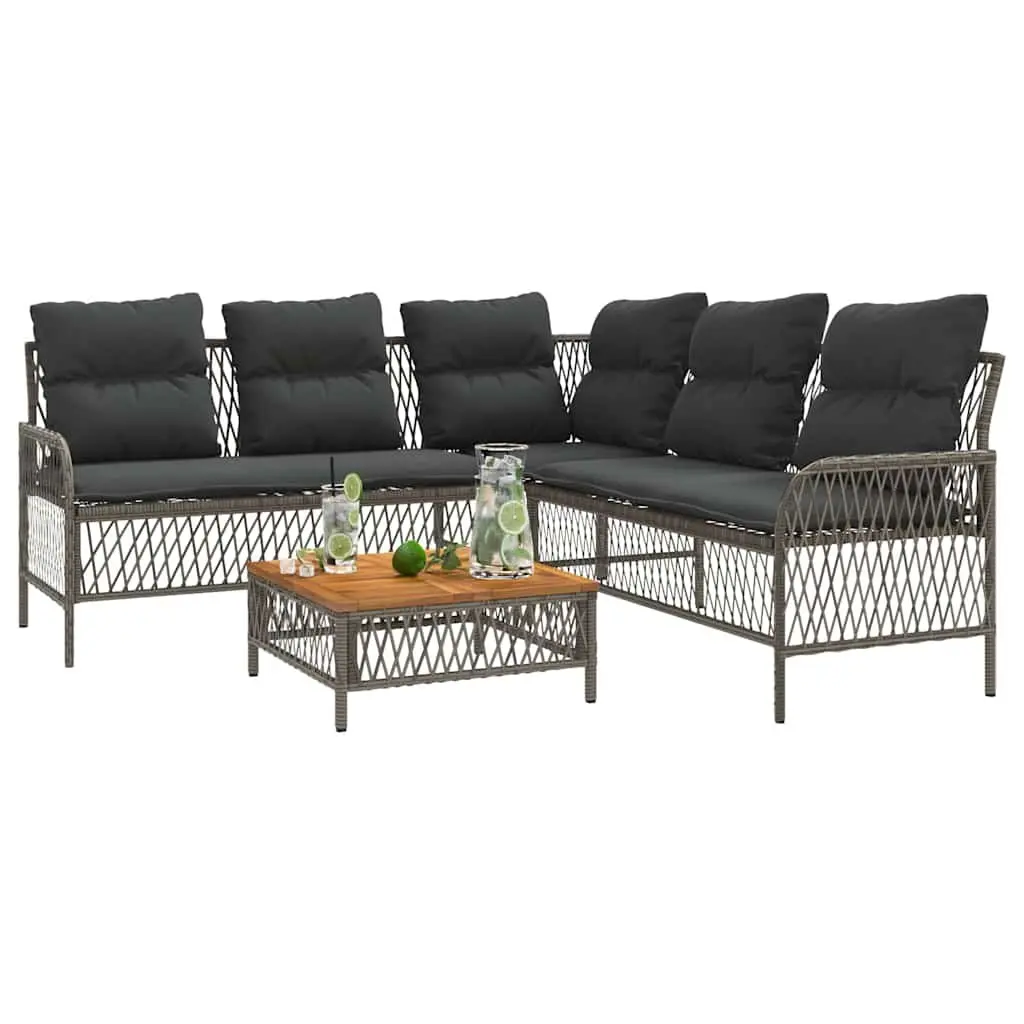Garden Sofa Set for Patio 2 Piece Grey Poly Rattan with Cushions