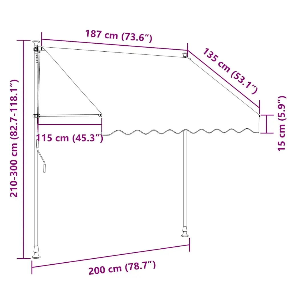 Retractable Awning Cream 200x115 cm Patio Window Door Shade Crank Handle Steel