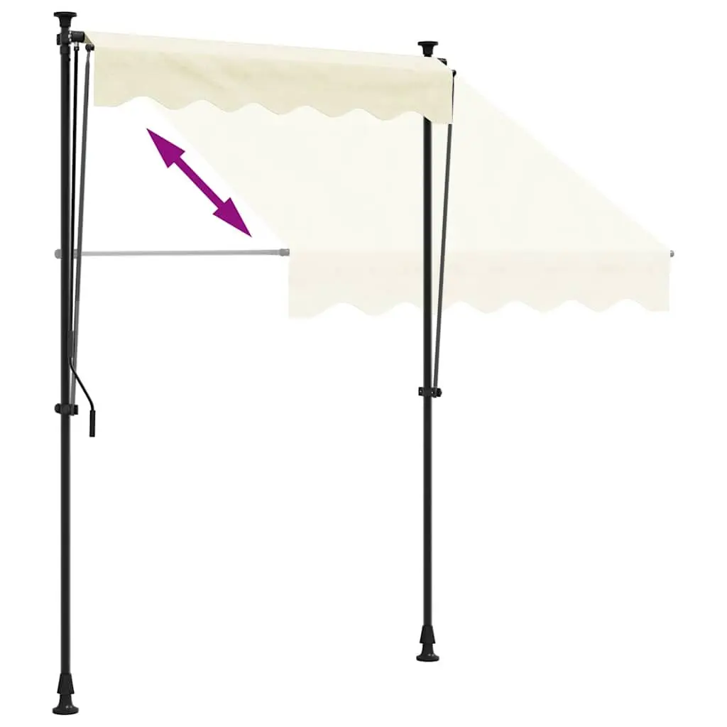 Retractable Awning Cream 200x115 cm Patio Window Door Shade Crank Handle Steel