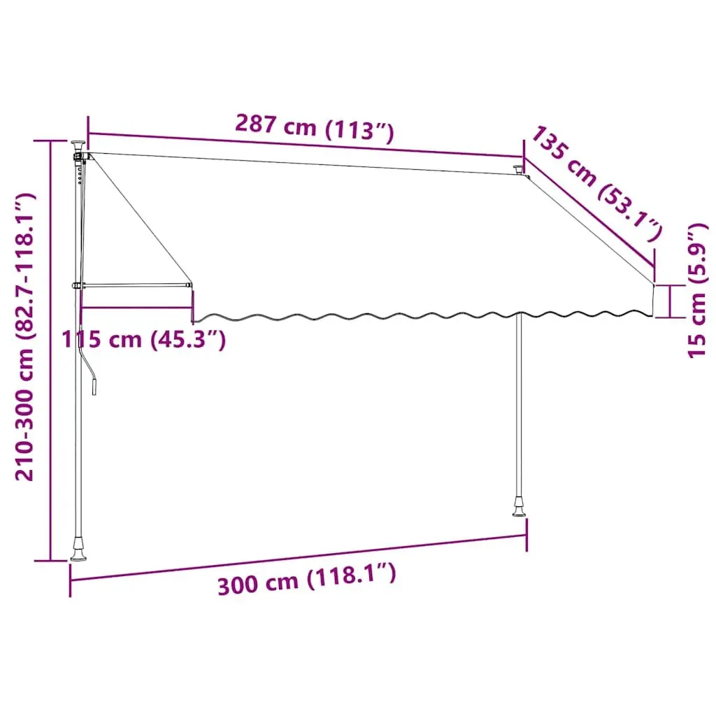 Retractable Awning Cream 300x150 cm Manual Crank Patio Window Door Shade
